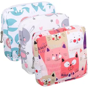 3 PCS Portable Sanitary Pad Storage Bag for Teen Pads Sanitary Napkins Tampons First Period Gifts for School Hygiene Travel Containers Pink Grey Blue
