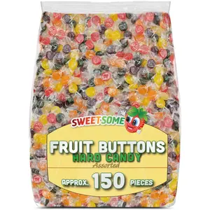 Assorted Fruit Buttons – Classic Hard Candy in a Rainbow of Fruity Flavors, Individually Wrapped, Bulk Old-Fashioned Sweets – 2 lb Bag