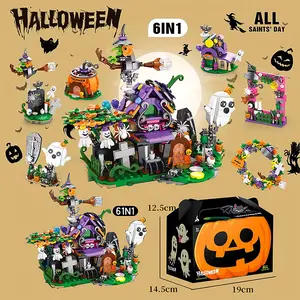 Halloween Pumpkin House Haunted House Building Blocks Compatible with Lego Building Blocks Small Particles Children Educational Assembly Toys toy  building  sets