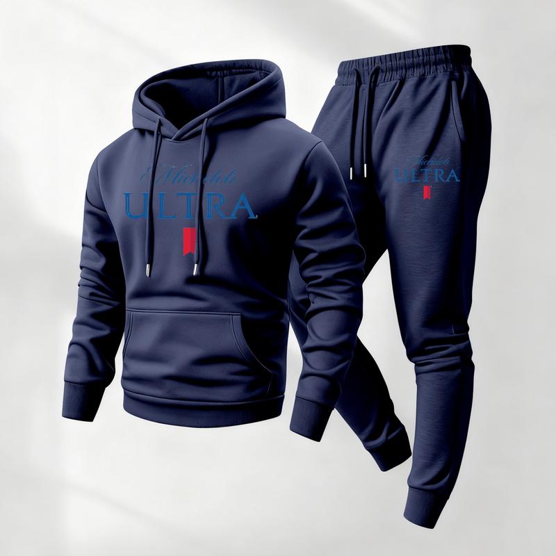Men's vintage print hooded sweatshirt and drawstring sweatpants set, men's clothing, casual long-sleeved hooded jacket and pants, suitable for autumn and winter wear, men's everyday wear, indoor and outdoor sportswear, tracksuit.