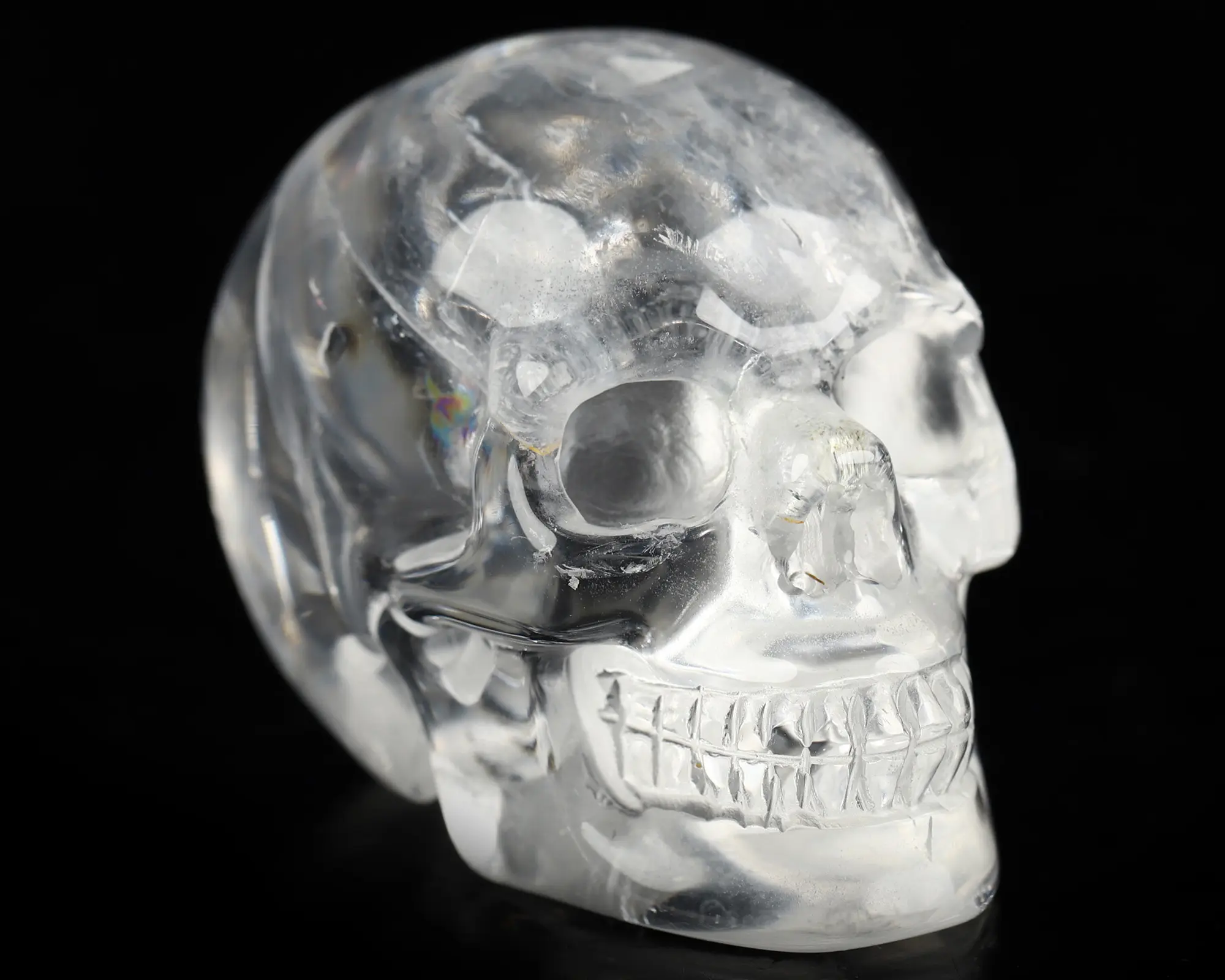 2.0" Quartz Rock Crystal Hand Carved Crystal Skull, Realistic, Crystal Healing