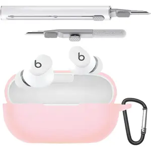 Case Cover Compatible with  Solo Buds Earbuds, Soft  Case with Cleaner Kit Shockproof Protective Cover with Carabiner Accessories  ()