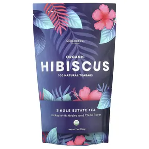 Cederberg Tea Co Organic Hibiscus, Caffeine Free, 100 Natural Tea Bags, 7 oz (200 g)