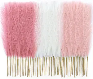 50pcs Pampas Grass 17in for Living Room Decor, Blush Pink Pampas Grass Decor, Fluffy Pink Flowers for Home Birthday Bathroom Baby Shower Wall Bow Decor(Blush & Cream & Pink)