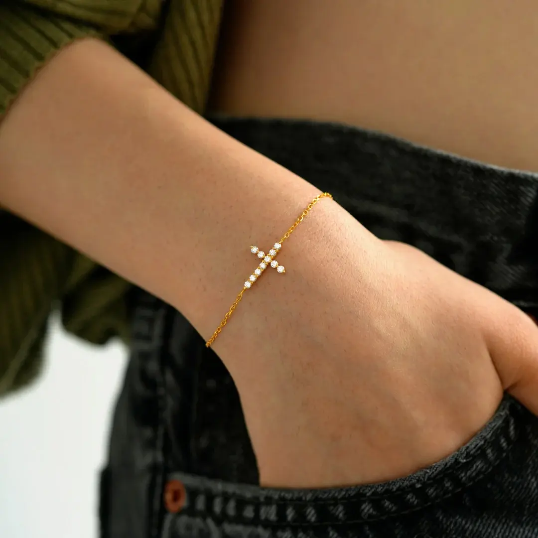 S925 Sterling Silver Cross Bracelet for Women Simple Fashion Ins Bracelet Export