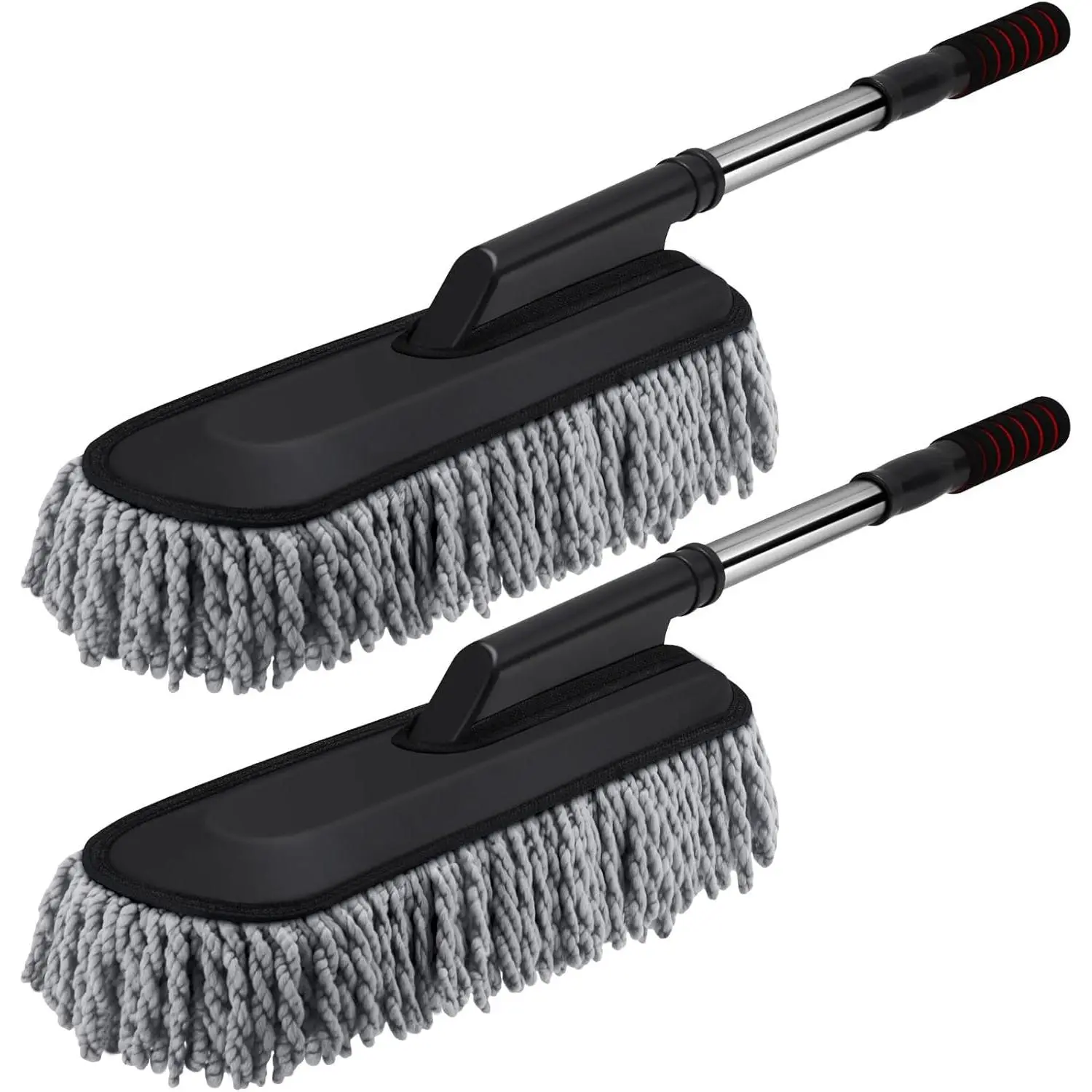Tanlade 2 Pack Microfiber Car Duster Exterior Scratch Free with Extendable Handle Soft Car Duster Kit for Cleaning Dust Brush Set for Exterior Interior Cleaning Tools (Gray)