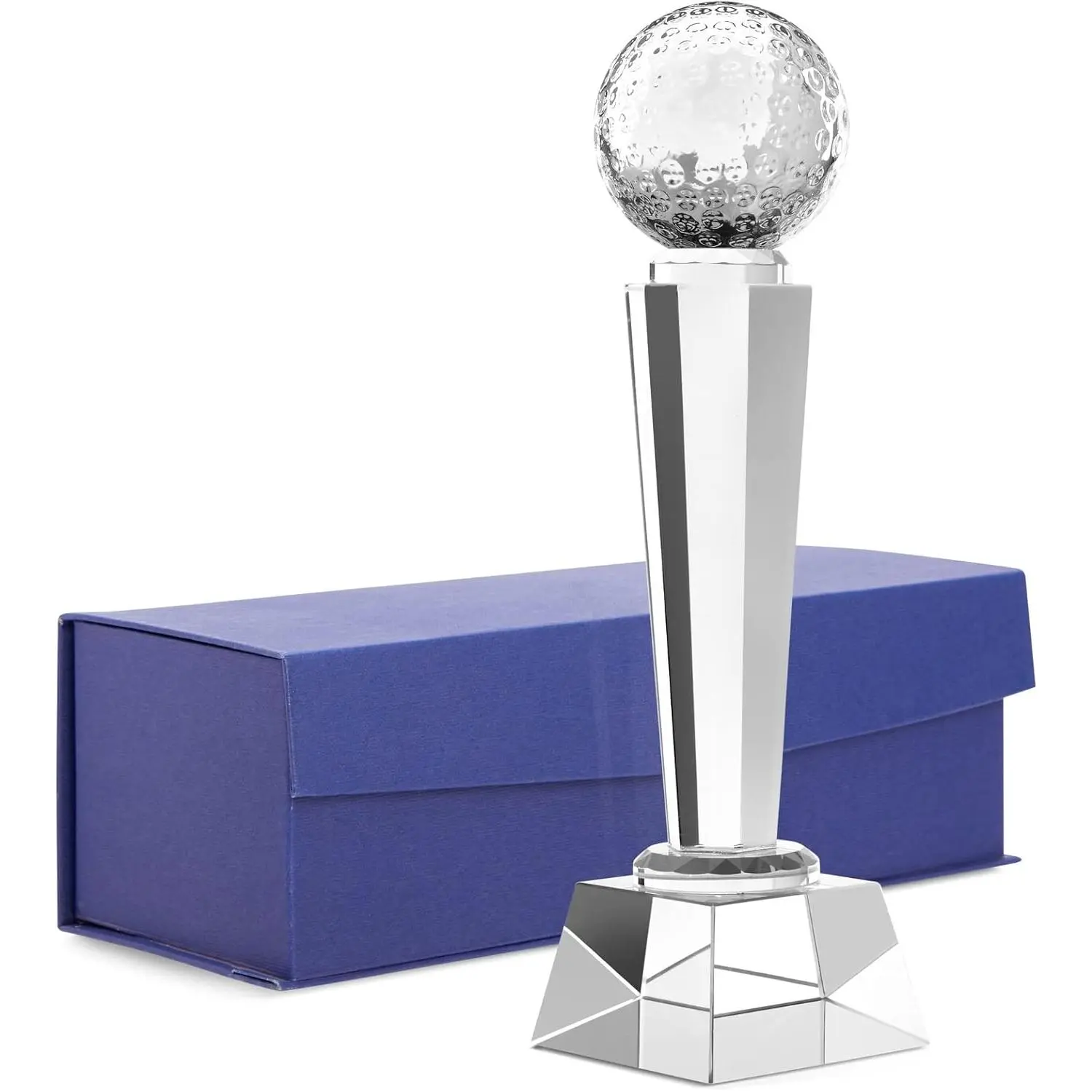 Crystal Golf Trophy, 9 Inch Elegant Etched Champion Award for Tournaments, Father's Day & Christmas, Comes with Gift Box, Crystal Glass, Etched Glass, Birthdays, Elegant Look, Anniversaries, Parties, Etched Crystal