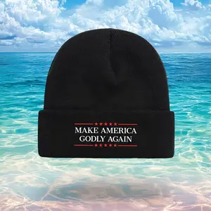 Make America Great Again Knitted Hat - MAGA Style Faith Design, Unisex Adult Version, Lightweight and Warm Winter Style, White Letters and Red Star Pattern, Machine Washable Conservative Statement Accessory
