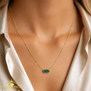 Hexagon Gold Necklace 16"