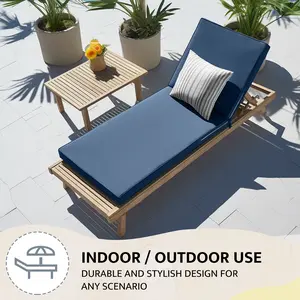 Thickened Waterproof Memory Foam Lounge Chair Cushion - 72x21x3 in Durable Lettered Outdoor Pad for Classic Garden, Patio Use