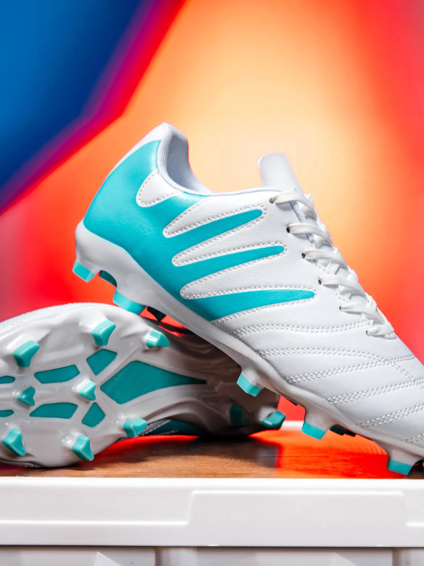 Classic Ag/fg Football Shoes, Tpu Durable Long Studs, PU Blend Upper, Anti-Slip Comfort, Ideal for Teen Outdoor Soccer, Sports Football Shoes