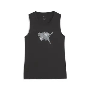 PUMA Womens Floral Ribbon Graphic Crew Neck Athletic Tank  Casual - Black