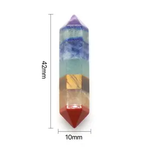 7 Chakra 2 Points Tower Natural Healing Crystal Gorgeous Stone Gemstone Jewelry Energy Love Girlfriend Boyfriend Souvenir Valentine Anniversary New Year Christmas Halloween Birthday Gift