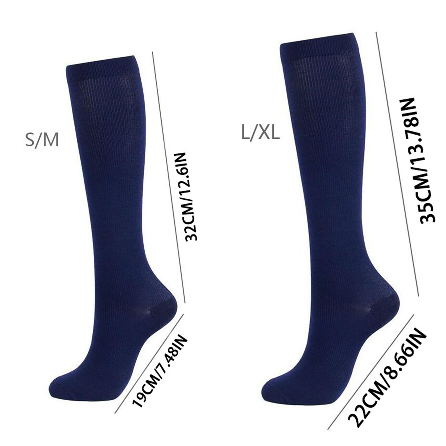 3/5 Pairs Compression Socks for Women and Men, Comfortable Knee High Socks, Breathable Stretch Nylon Cotton Blend for Running Cycling Work Travel, Everyday Athletic Socks Multi Pack