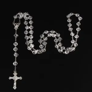 8Mm Fashion Rosary Ladies Necklace High Quality Diy Jesus Christian Cross Necklace and Pendant Long Chain Jewelry Jewelry Does not apply