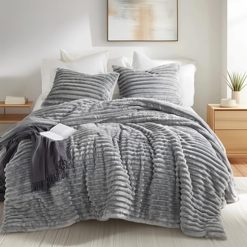 Regency Heights Comforter Set, Microfiber Reverse, Lightweight, Super Soft Ribbed Velvet Comforter, 2 Shams, All Season Bedding Duvet