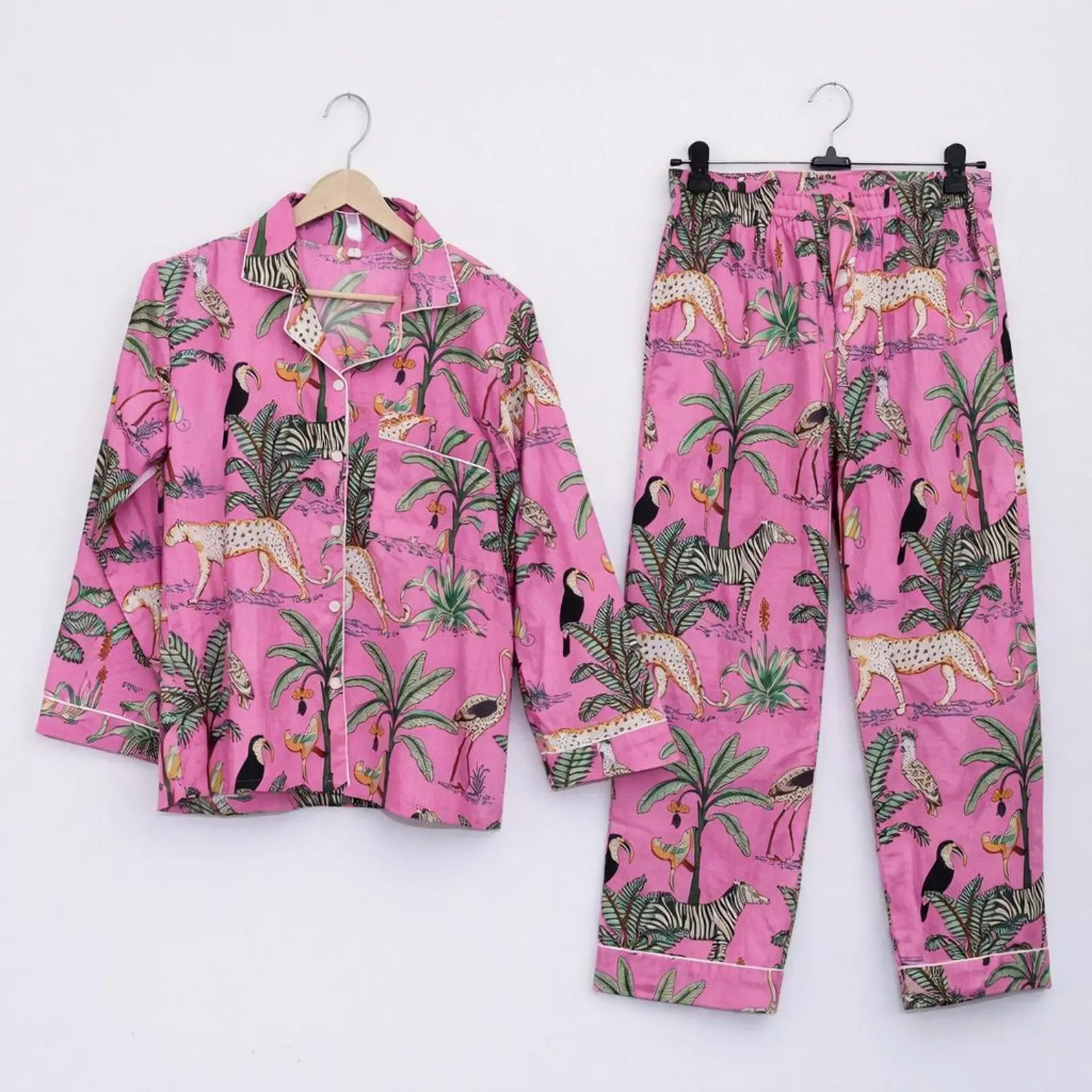 Indian Block Print Cotton Pajamas, Floral Lounge Set for Women, Soft Sleepwear, Traditional Style Nightwear Gift