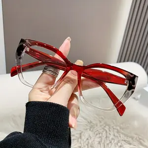 Vibrant Leopard Print Cat Eye Glasses - Clear Lens, Retro Fashion, Color Block, Decorative, Computer Spectacles for Women with Stylish Temple Tips