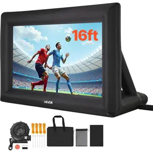 VEVOR 16FT Inflatable Projector Screen, Inflatable Movie Screen Outdoor with 250W Air Blower Projector Screen Oxford Fabric Material Blow Up Screen for Outdoor Backyard, Home Theater, Theme Party Audio