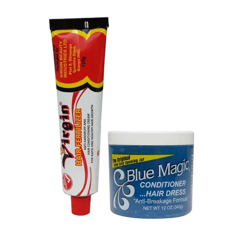 Virgin Hair Fertilizer 125g + Blue Magic Conditioner Hair Dress 12oz Combo | Deep Conditioning Set