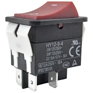 HY12-9-4 Rocker Switch,Double - Pole ON - Off 20A 125/250V 4-Pin IP55, for Industrial & Household Electrical Control