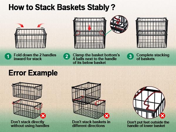 StowCraft Upgraded Freezer Organizer Bins 4 Pack MAX Capacity Stackable Baskets for 5/7 Cu.FT Deep Freezers Sturdy Rust-Proof Metal 15.1"x8"x7" Airflow-Friendly Cooling Foldable Handles Open Wire Design