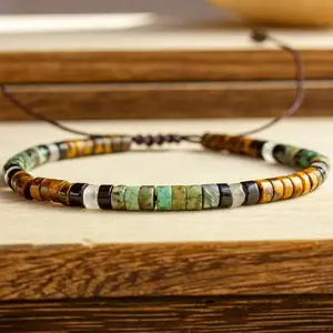 vintage style tiger's eye and African turquoise bracelet, confidence and strength, suitable for daily wear, birthday gift,