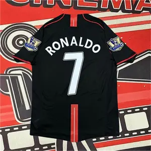 2007 2008 Away Retro Black No.7 Ronaldo Short Sleeve Soccer Jersey