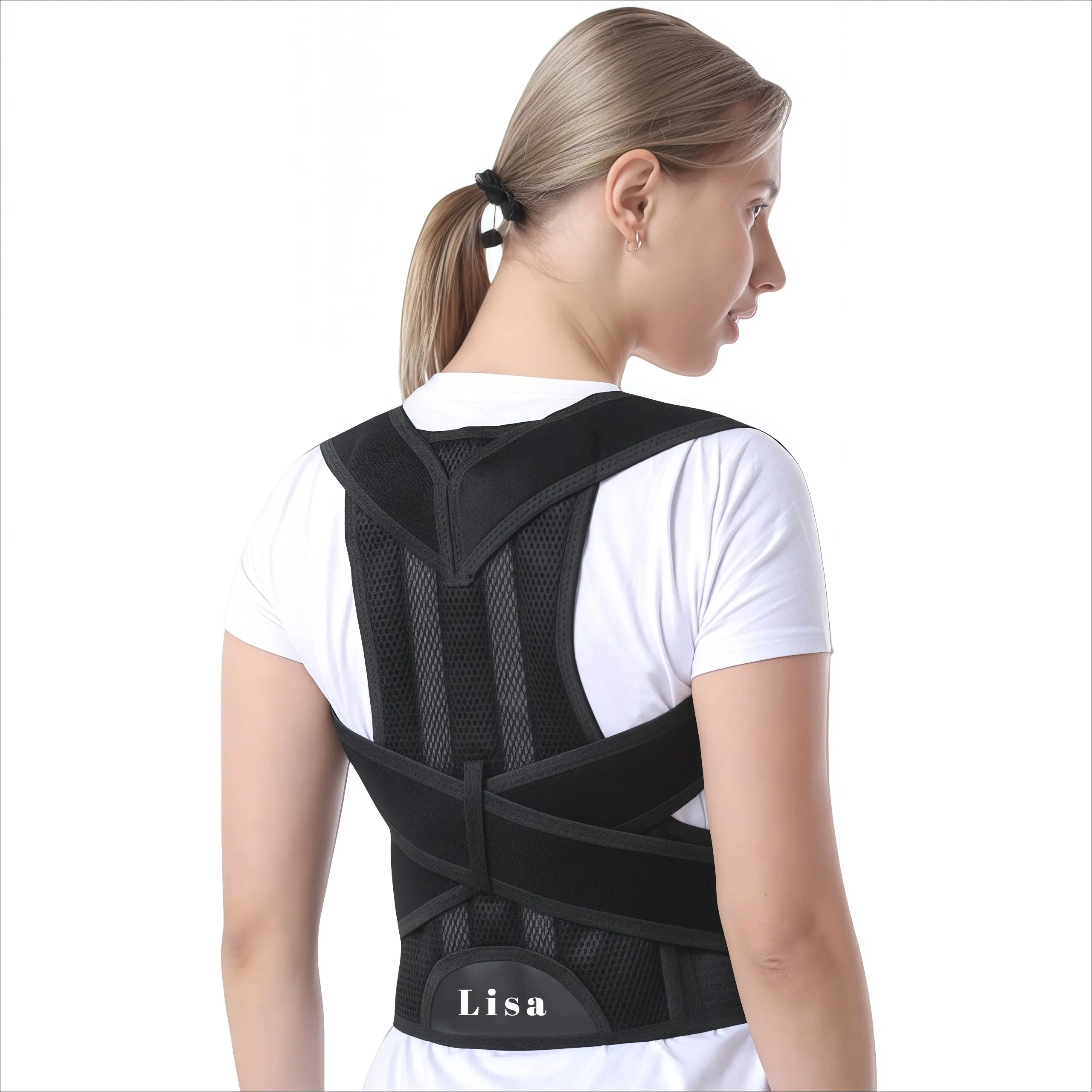 Posture Corrector for Men and Women, Adjustable Back Brace with Velcro Straps, Improves Sitting & Standing Posture, Relieves Neck & Shoulder Pain