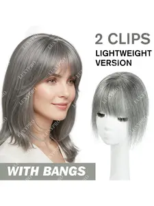 Real Human Hair Topper Wig for Thinning Hair & Balding - High-Density Hairpiece with Middle Part for Added Volume & Length, Hair Replac, Sparse Hair & Baldness, High Density, Middle Part Design, Men & Elderly, Straight Hair