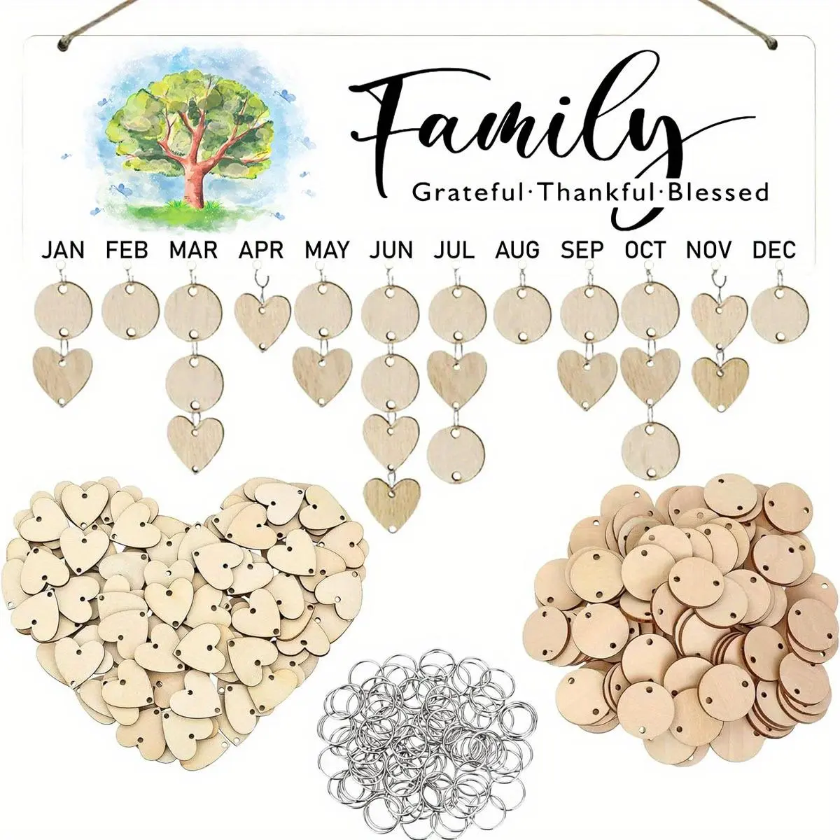 Wooden Family Holiday Celebration Calendar Plaque, 1 Set DIY Calendar Ornament, Suitable for Spring, Birthday, Anniversary, Easter, St. Patrick's Day Gifting
