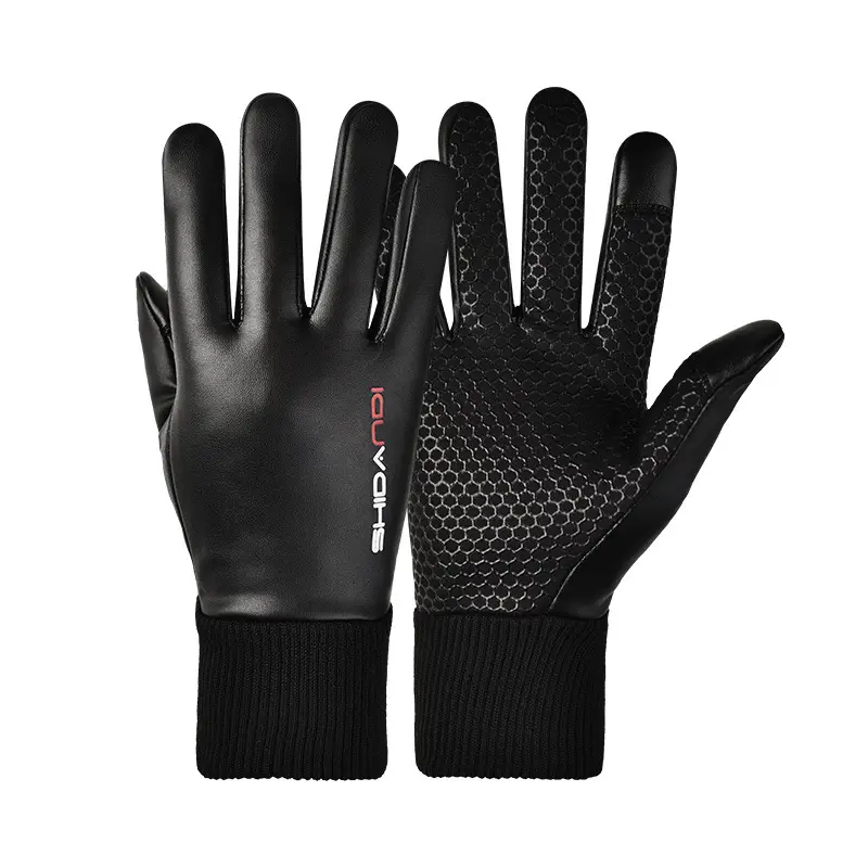 Men's Fliptop Convertible Leather Gloves, Waterproof & Windproof with Anti-Slip Grip and Warm Velvet Lining for Outdoor Riding, 2-Pair Pack, Riding Gloves, Anti-Slip Leather, Outdoor Wear, Fliptop Gloves