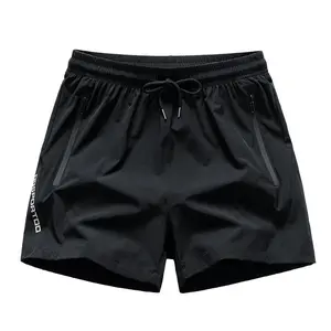 Men's Three-Pack Quick-Dry Athletic Shorts with Elastic Waistband, Drawstring, Zippered Pockets, Casual Fitness Running Three-Quarter Pants