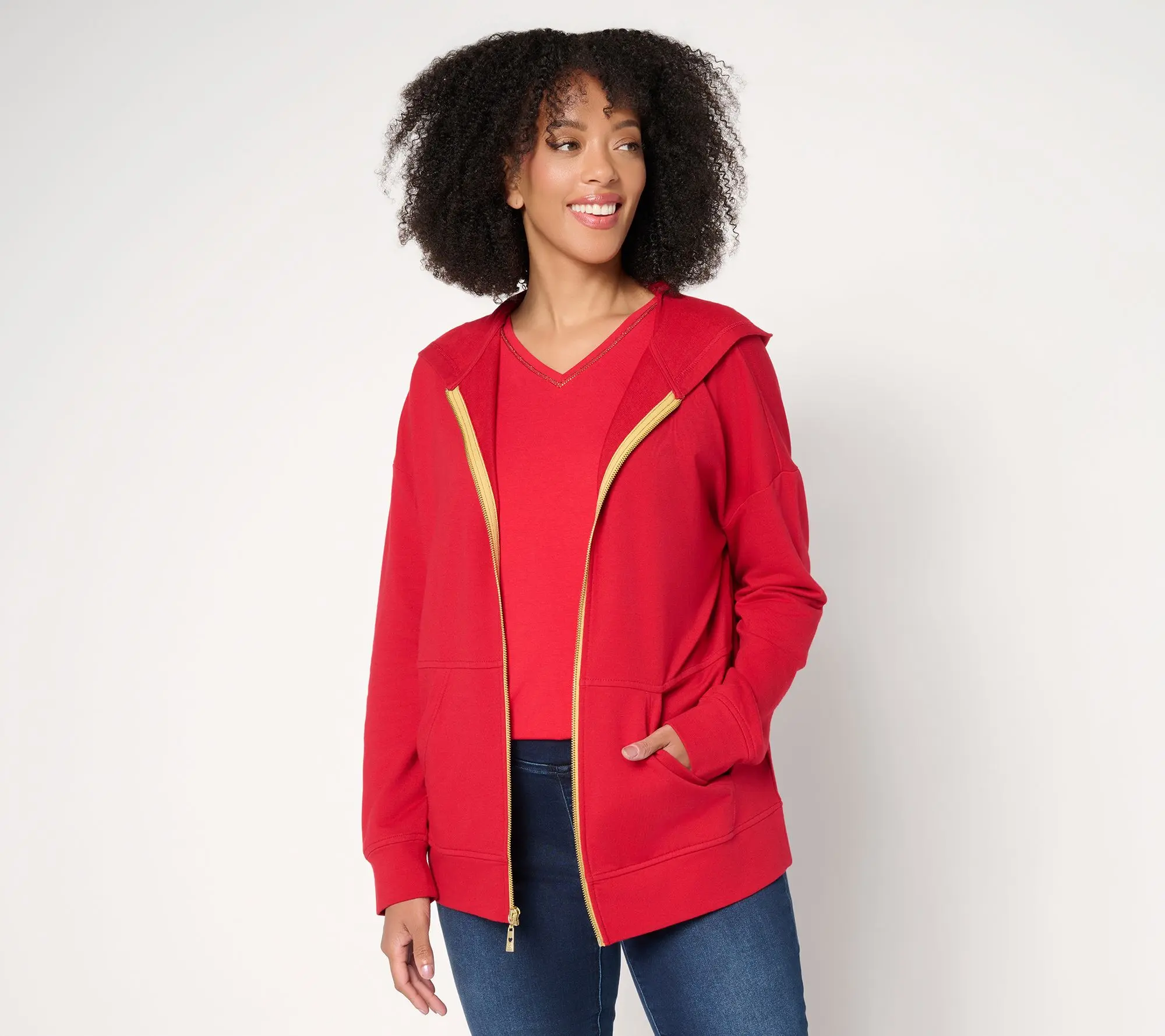 Belle by Kim Gravel French Terry Golden Zip Hoodie