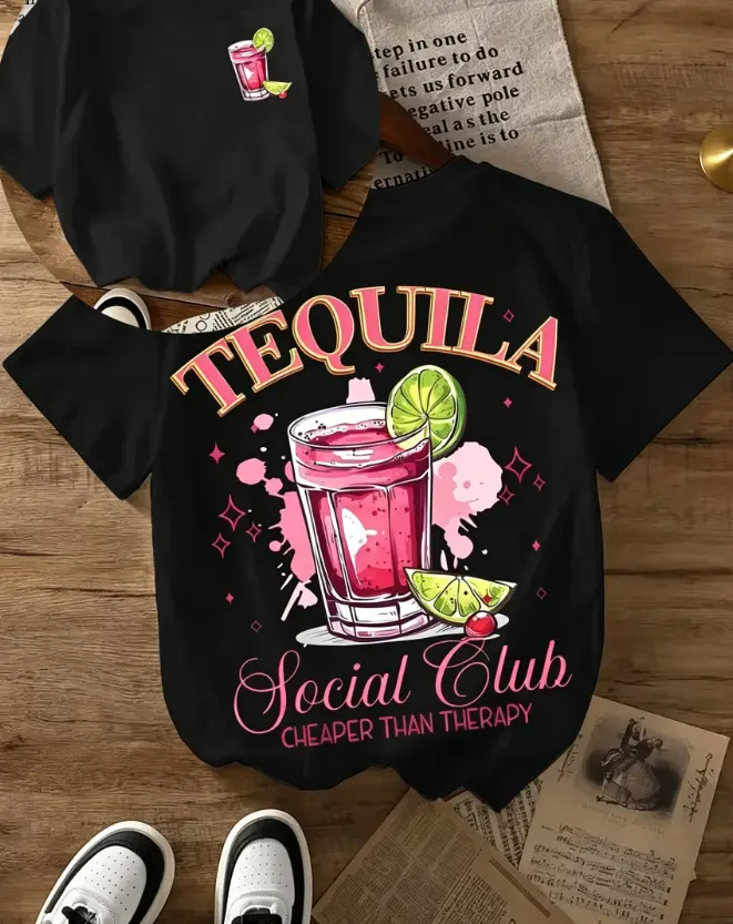  Casual Women'S Cactus Pattern T-Shirt Comfortable Breathable Double-Sided Print Street Fashion Gray with Pink Cactus Pattern Design Suitable for Spring And Summer Season Summer Top| Playful Printed Material| Breathable