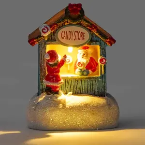 Christmas LED Night Light Resin Decorations – Festive Tabletop Ornaments, Ideal for Home Party, Window, Fireplace, Bedroom & Holiday Gift Decor