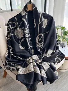Women's Floral Print Woven Shawl, Floral Pattern Shawl, Elegant Lightweight Casual Soft Scarf for All Seasons, Fashion Accessories for Women & Girls