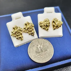MaxBling81 2PCS Gold Plated Nugget Heart Stud Earrings - Surgical Post Metal Coating, Unisex Fashion Costume Accessories, Stud Earring Jewelry for Daily Wear & Special Occasions