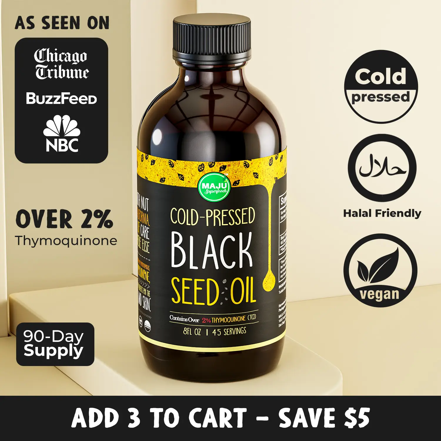 MAJU Black Seed Oil (8oz) - Herbal Joint Support, Immune Boosting & Digestion Support, Body, Consumable, Body Massage & More Cosmetic Comfort