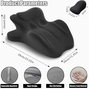 Contoured Support Ergonomic, Memory Foam Wedge Pillow, 27° Angled Support for Waist and Neck, Support Pillow (Black)