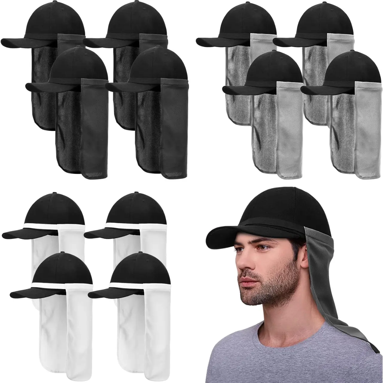 12 Pcs UV Neck Sun Protector Hat Drape Neck Protector Unisex Adjustable Sun Shade Face Cover for Outdoor