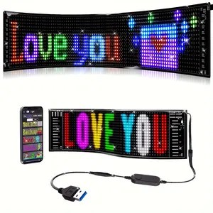 Bluetooth Controlled LED Devil Eyes Sign,USB-Powered LED Car Neon Eye Lights,Dynamic USB-Powered LED Display Screen,led matrix panel foldable programmable RGB Logo Decorative UBER Devil's Eye LED Display
