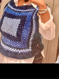 Scrap Yarn Granny Square Vest - Versatile Square Design Machine Washable Layering Essential for Everyday Wear