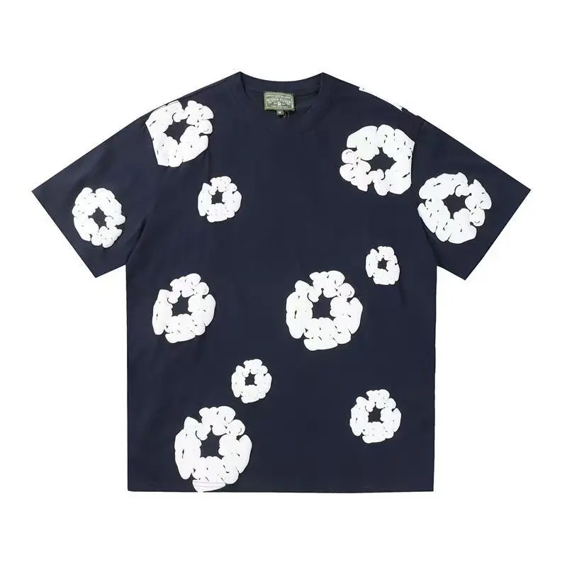 Foamed navy blue short sleeved shirt��Wh