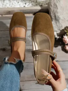 Women's Vintage Square Toe Mary Jane Shoes, Comfortable Low Heel Single Shoe, Fashion Stylish Commuter Women's Shoes, All Seasons