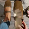 Women's Vintage Square Toe Mary Jane Shoes, Comfortable Low Heel Single Shoe, Fashion Commuter Women's Shoes, Rubber, All Seasons