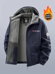 Men's Winter Thick Fleece Lined Warm Hooded Jacket with Multiple Pockets, Windproof Cold-Resistant Coat, Cold-Proof Jacket, Outdoor Winter Apparel, Fleece-Lined Shirt Jacket, Casual Hoodie, Durable Fabric, Men's Coat, Zipper Hoodie, Men's Menswear Tops