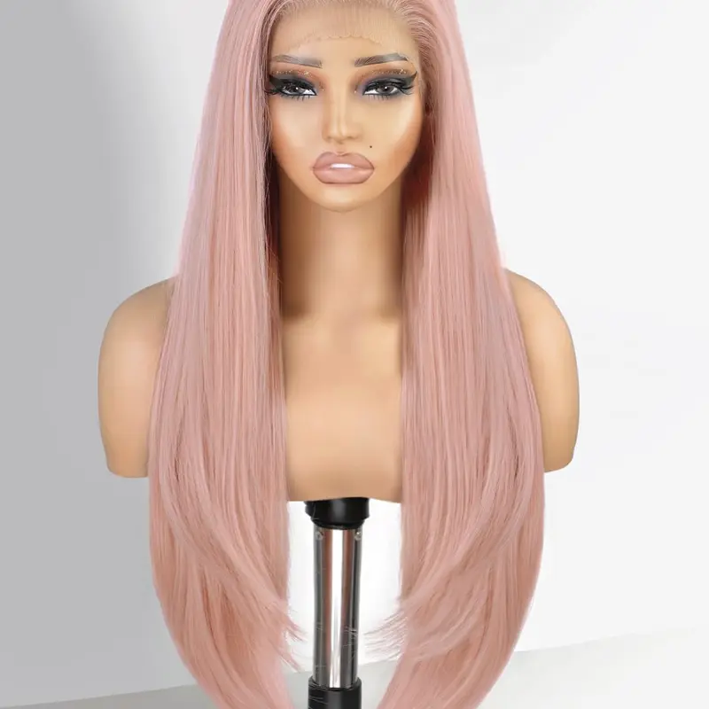 [CUIUD] 13x4 HD Ombre Blonde Lace Front Wig 30inch Pre Plucked Glueless Synthetic Wig- Long Natural Straight Wigs Easy Wear and Go Wigs for Women Beginner Friendly Daily Party Use