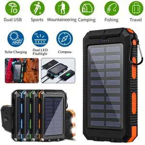 Portable Mobile Phone Charger 10000mAh Solar Charger Power Bank - QC3.0 Dual USB Port Battery Pack Charger Portable For All Cell Phones & Electronic Devices- Long Lasting, Travel Camping, LED Flashlight, The Best Gift For Festival Smartphone Orange