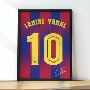 Lamine Yamal Barcelona jersey 10 Poster, Digital Football Wall Art Celebrating the New Era at Barça, Printable FC Barcelona Jersey Print